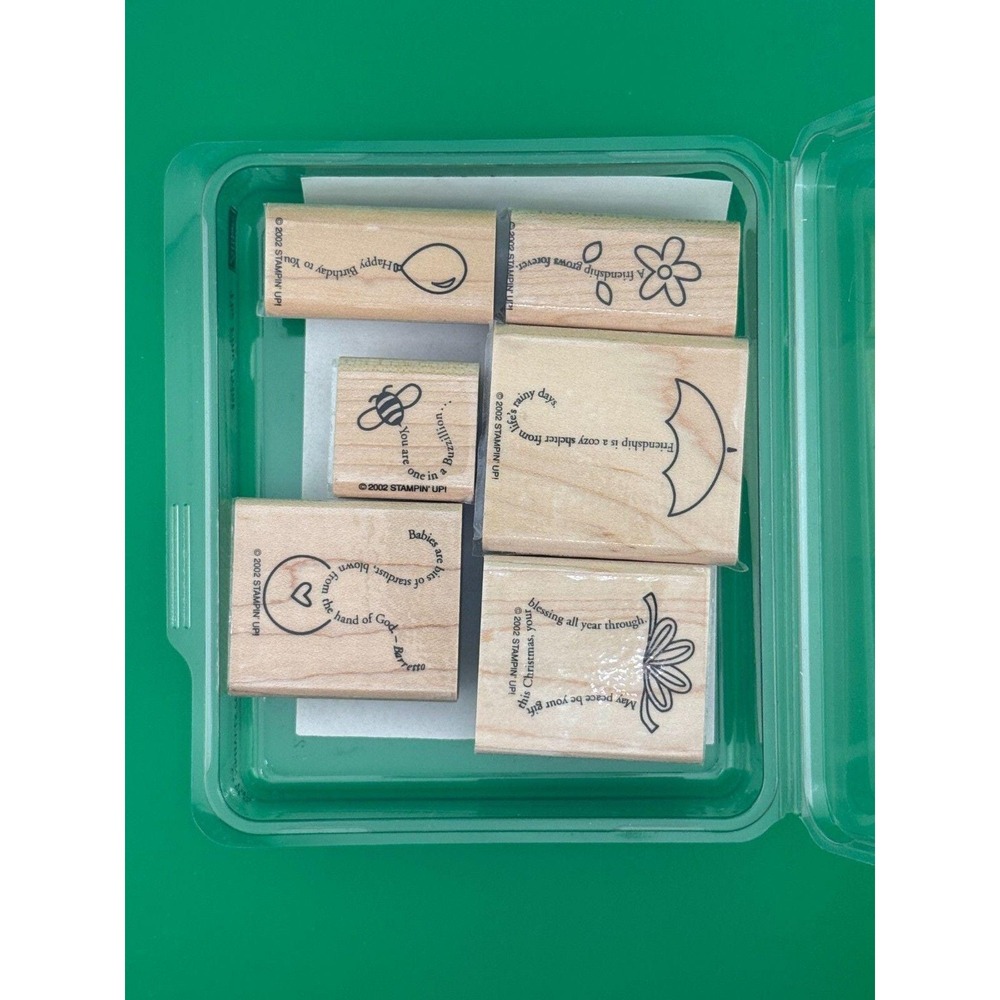 Stampin Up The Fine Print 6pc Rubber Stamp Set Retired Inspirational 2002